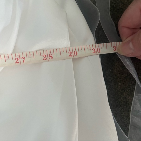 David's Bridal White Wedding Dress with Silver Accents - Picture 4 of 7